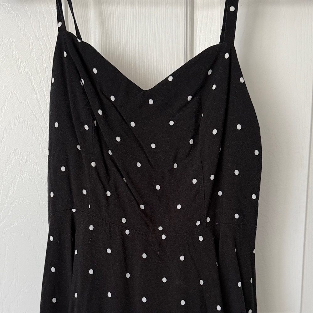 Elegant Black Polka Dot Dress (S) - Picture 2 of 7